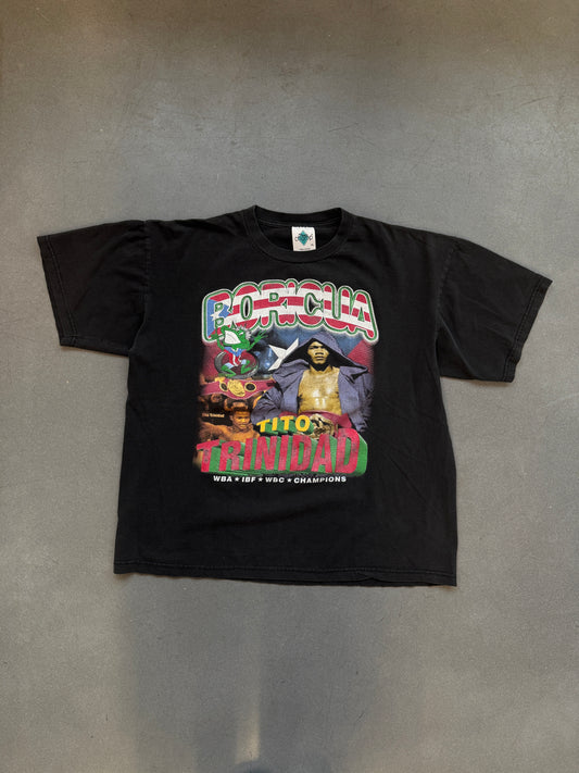 90'S BORICUA TITO TRINIDAD WBA IBF WBC CHAMPIONS RAP STYLE TEE (TOUR CHAMP TAG)