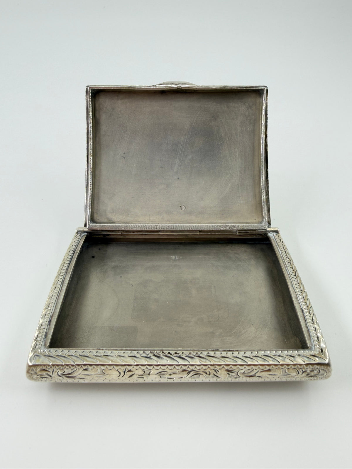 ANTIQUE FRENCH SOLID 835 SILVER HAND-ENGRAVED CIGARETTE CARD CASE, L. LAPAR PARIS, C. 1890