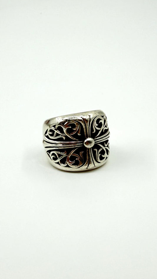 CHROME HEARTS CLASSIC OVAL CROSS SILVER RING SIZE 8