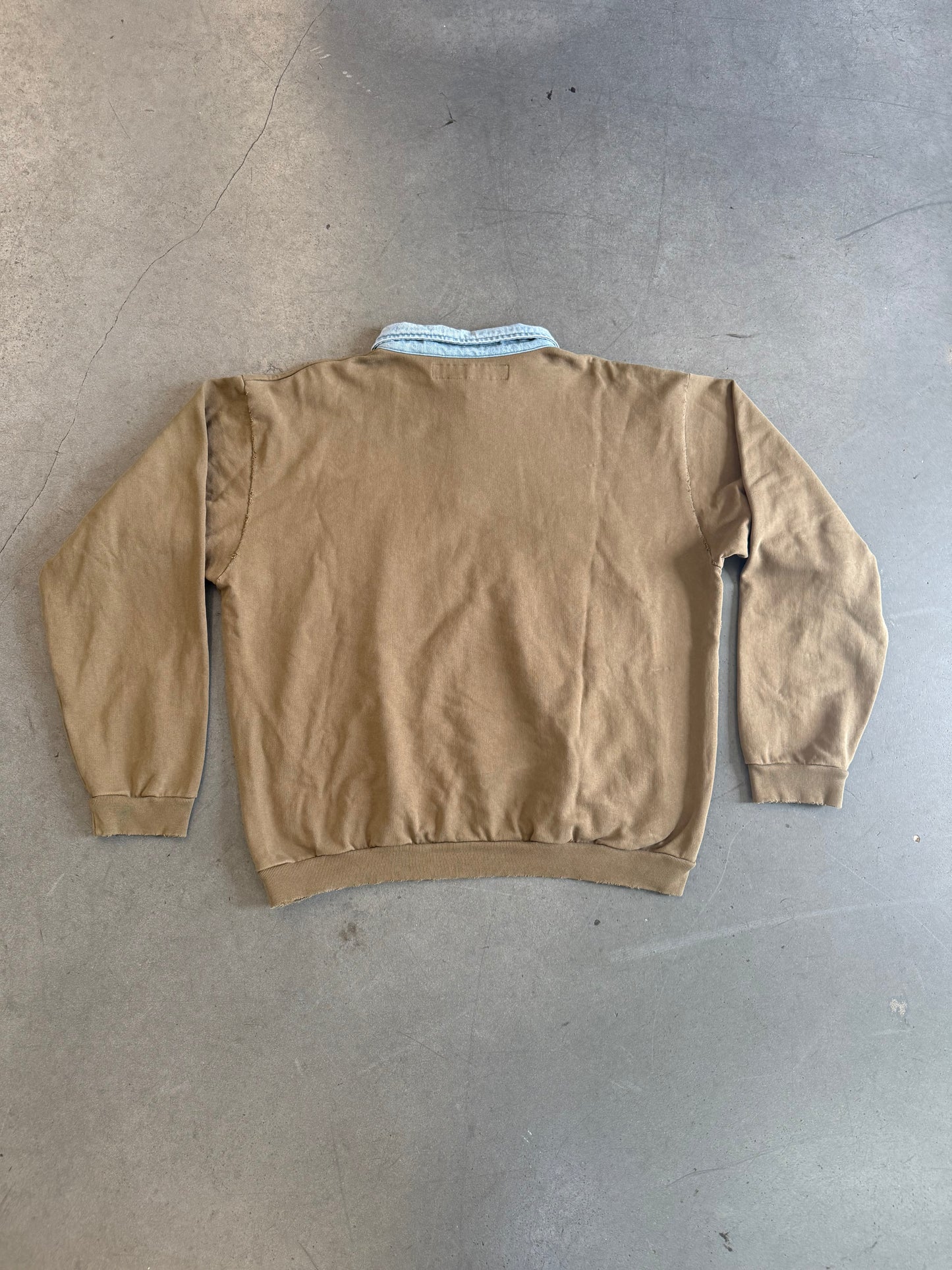 FW22 CACTUS PLANT FLEA MARKET THE GREEN FLASH DENIM COLLARED HALF-ZIP SWEATER