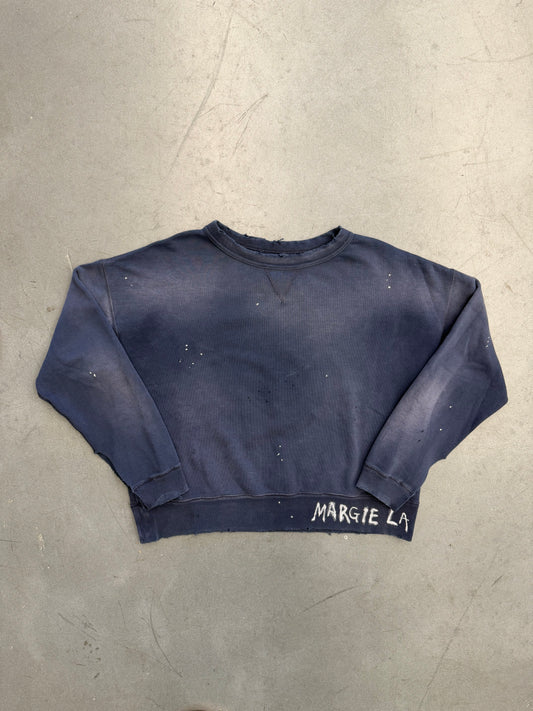 MAISON MARGIELA HANDWRITTEN COTTON SWEATSHIRT - BLUE
