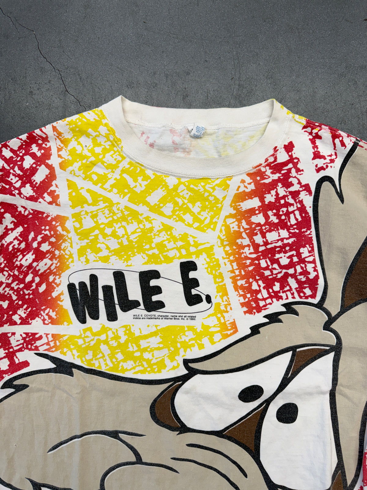 1992 WILE E. COYOTE BIG FACE AOP LOONEY TUNES TEE (SUN TAG)
