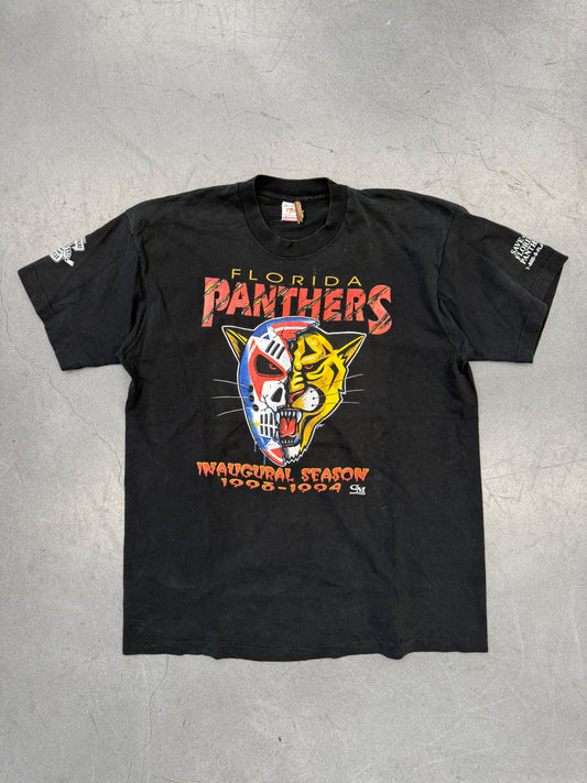 1993-1994 FLORIDA PANTHERS INAUGURAL SEASON PANTHER MASK TEE (FOTL TAG)