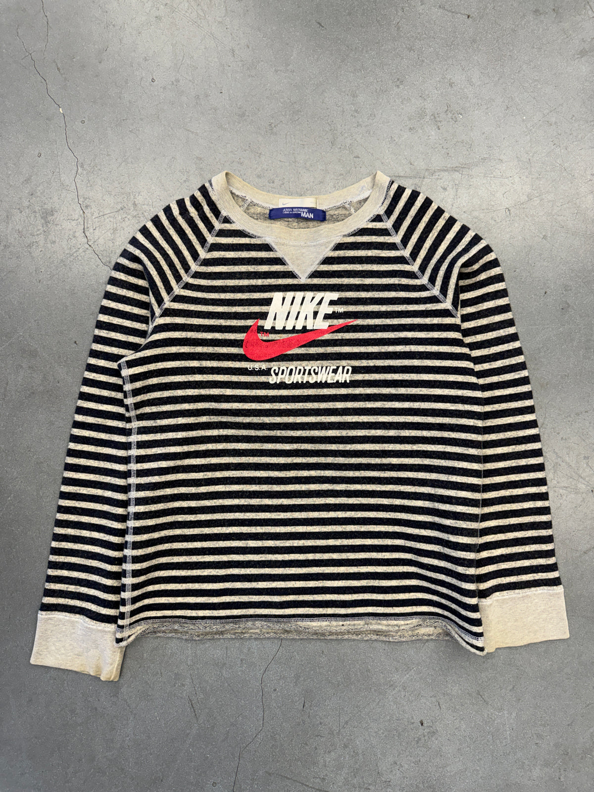 AD04 JUNYA WATANABE COMMES DES GARCONS MAN X NIKE "USA SPORTSWEAR" STRIPED WOOL SWEATSHIRT