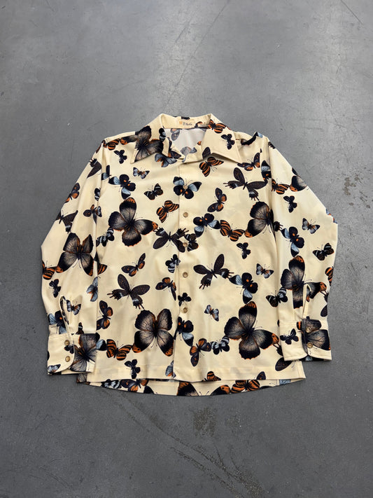 ‘70s D'AVILA BUTTERFLY PRINT LONG SLEEVE BUTTON-UP SHIRT