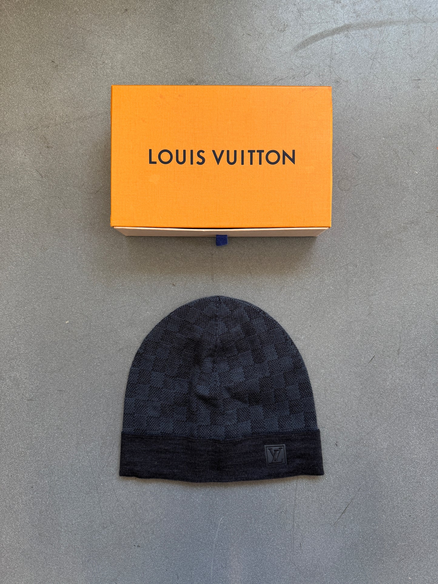 LOUIS VUITTON BONNET PETITE DAMIER BEANIE - COBALT (PRE-OWNED WITH BOX)