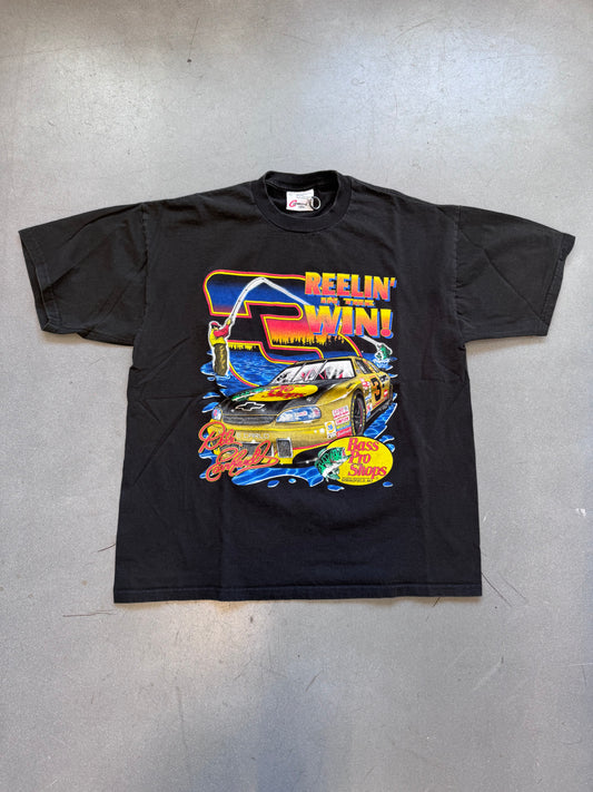 1998 DALE EARNHARDT "REELIN' IN THE WIN!" BASS PRO SHOPS NASCAR TEE (COMPETITORS TAG)