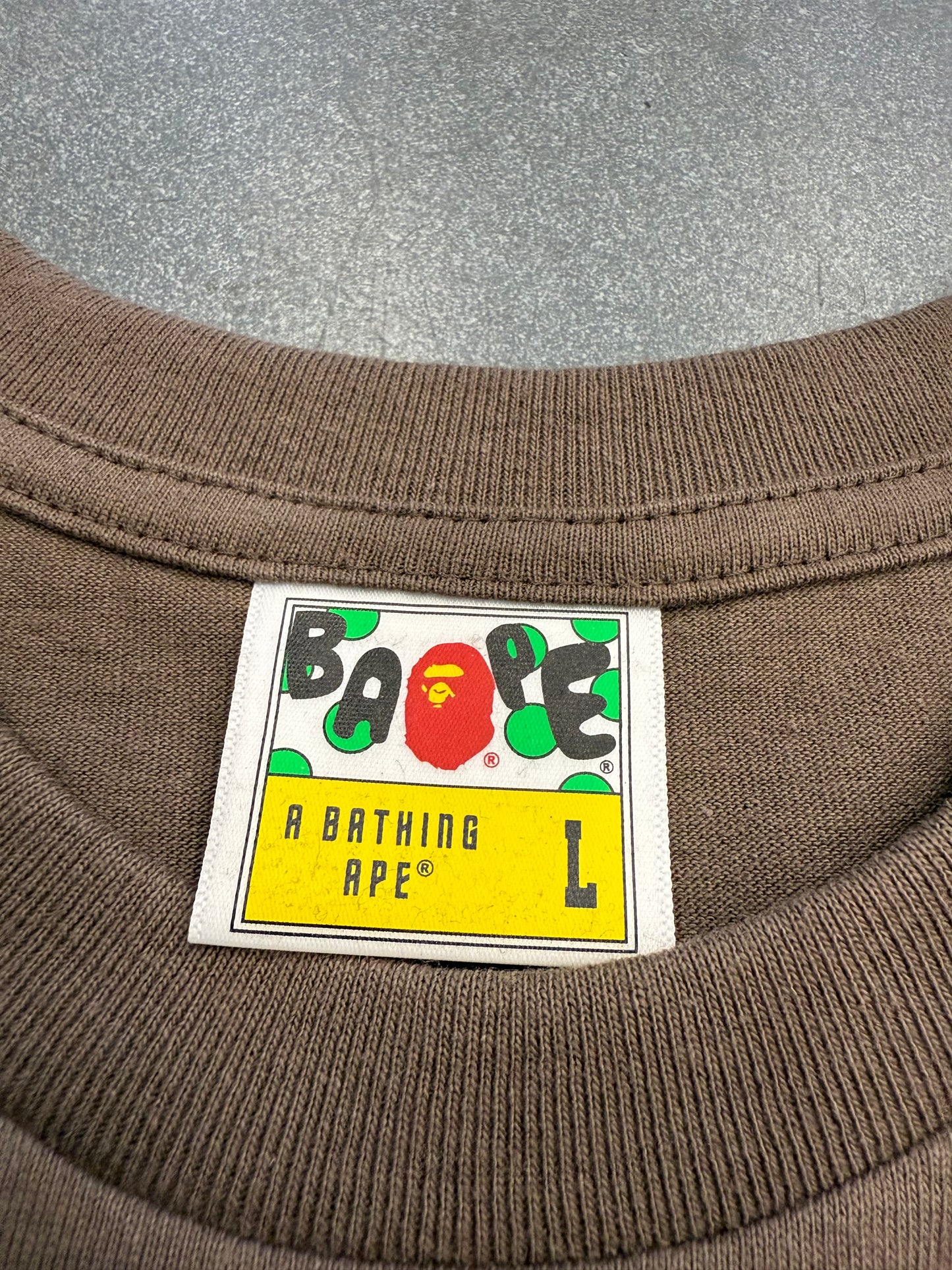 FW23 A BATHING APE BAPE BIG APE HEAD TEE - BROWN (L) (NEW IN BAG)