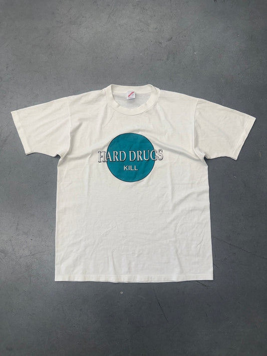 90S HARD DRUGS KILL HARD ROCK PARODY TEE (JERZEES TAG)