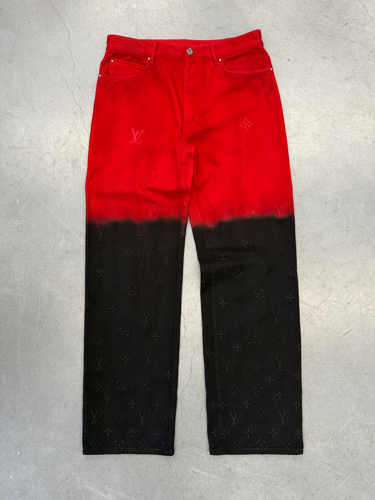 SS22 LOUIS VUITTON EMBOSSED GRADIENT DENIM JEANS