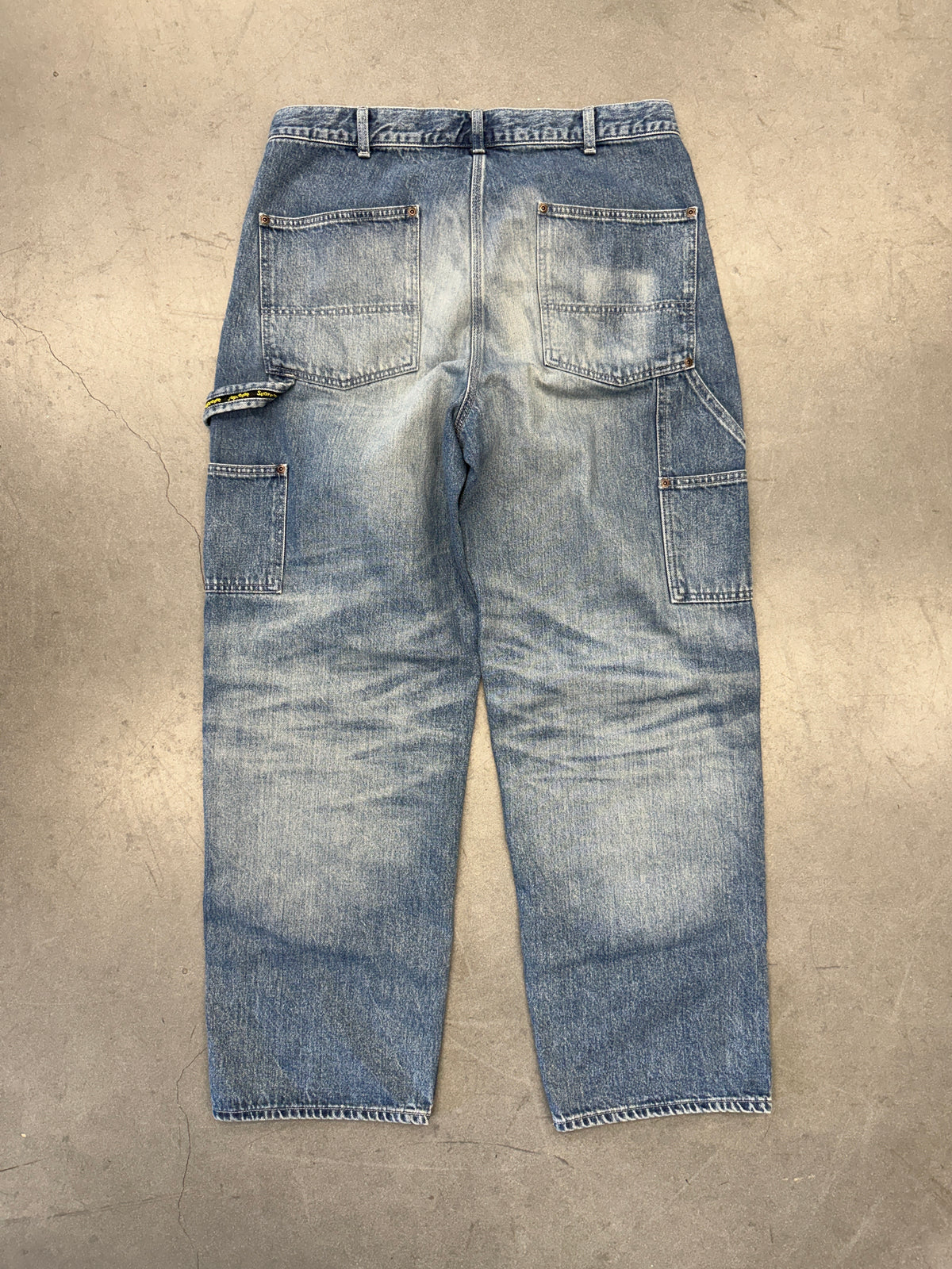 FW25 SUPREME WORN DOUBLE KNEE DENIM PAINTER  PANT - WASHED INDIGO