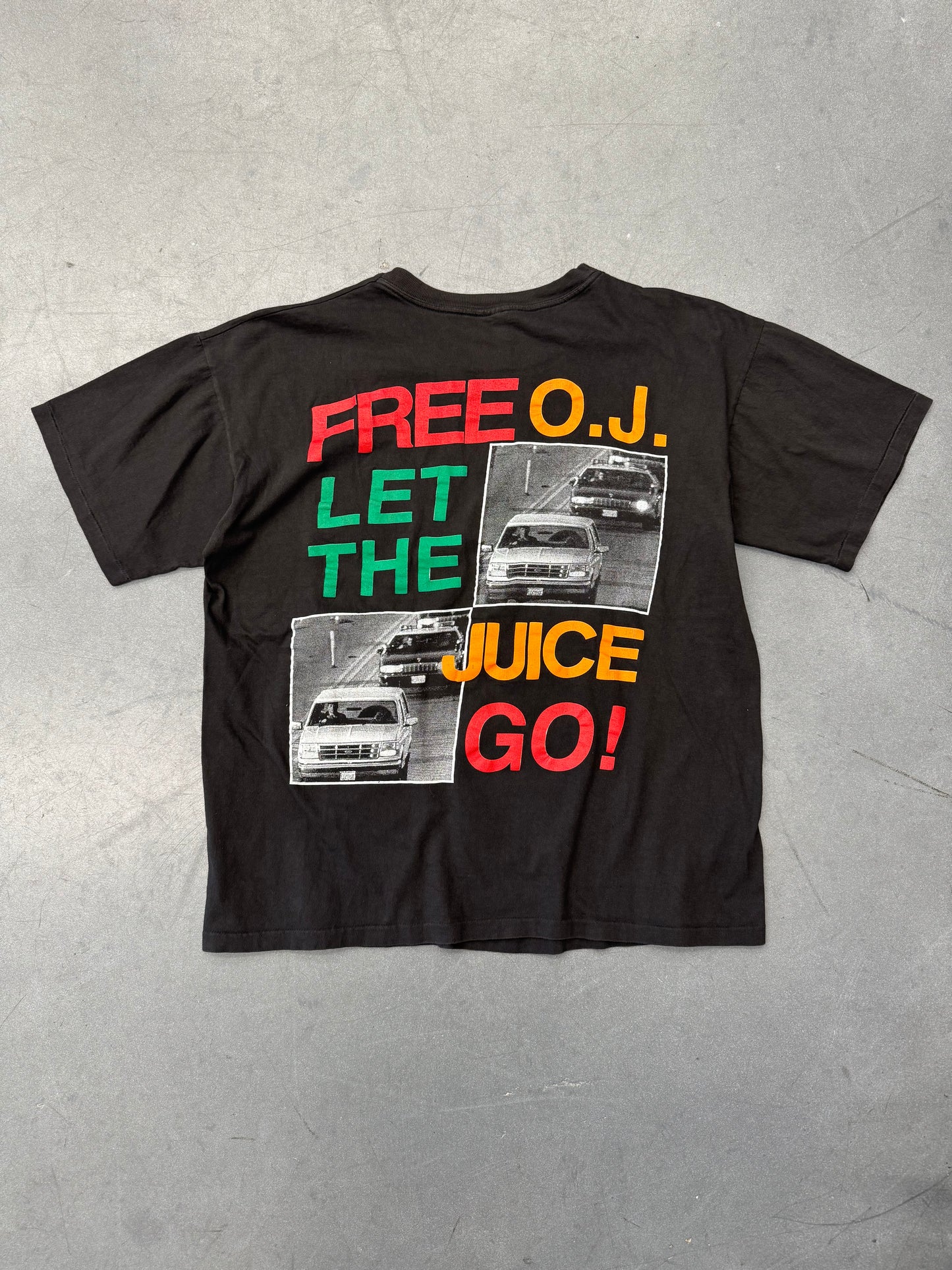 FREE O.J. SIMPSON LET THE JUICE GO! RAP STYLE TEE (TEE BEST TAG)