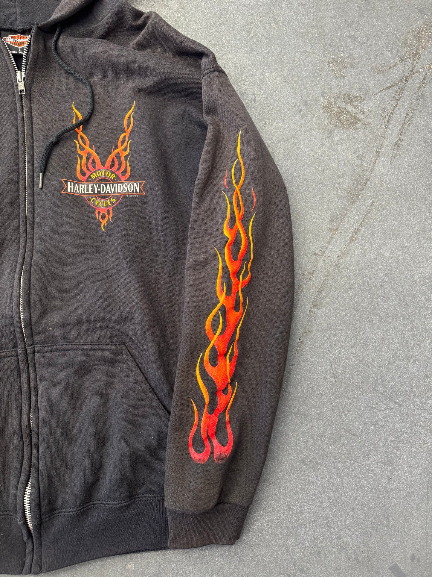 1998 HARLEY-DAVIDSON ARKPORT, N.Y. FLAME SLEEVE ZIP-UP HOODIE