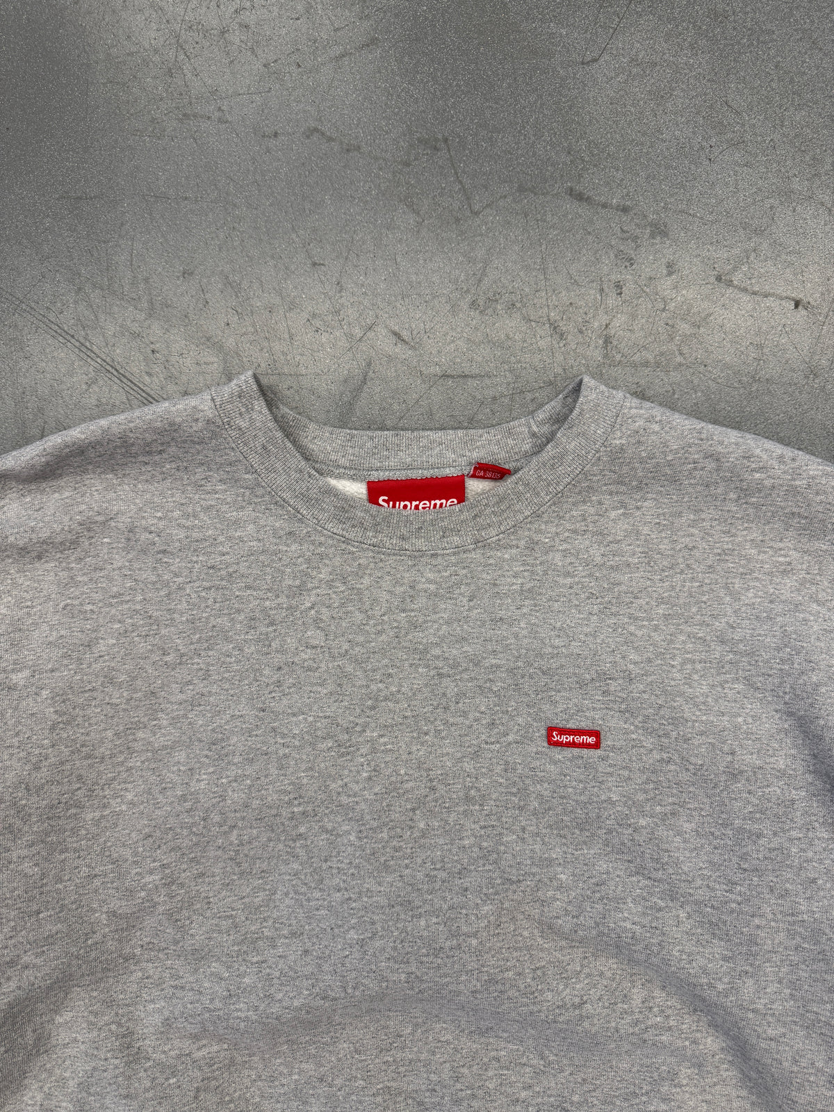 SUPREME SMALL CHEST BOX LOGO CREWNECK SWEATER - HEATHER GREY