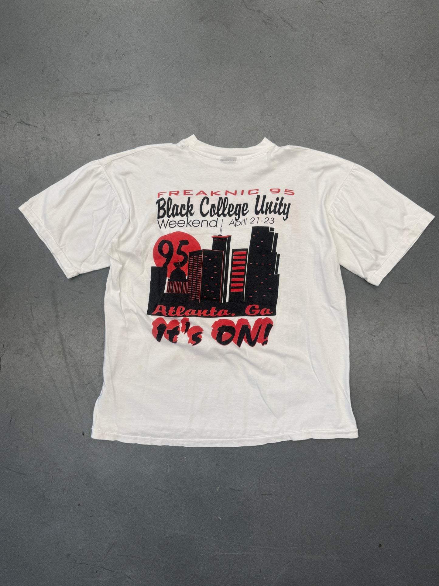 1995 FREAKNIC "YA CAN'T STOP" BLACK COLLEGE UNITY WEEKEND APRIL 21-23 TEE (CUT TAG)