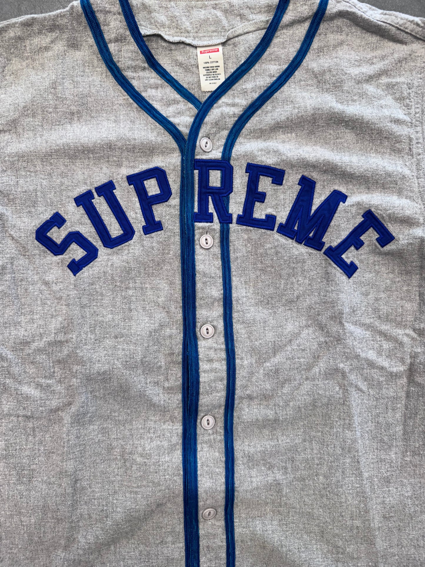 SS10 SUPREME BASEBALL JERSEY GRAY/BLUE