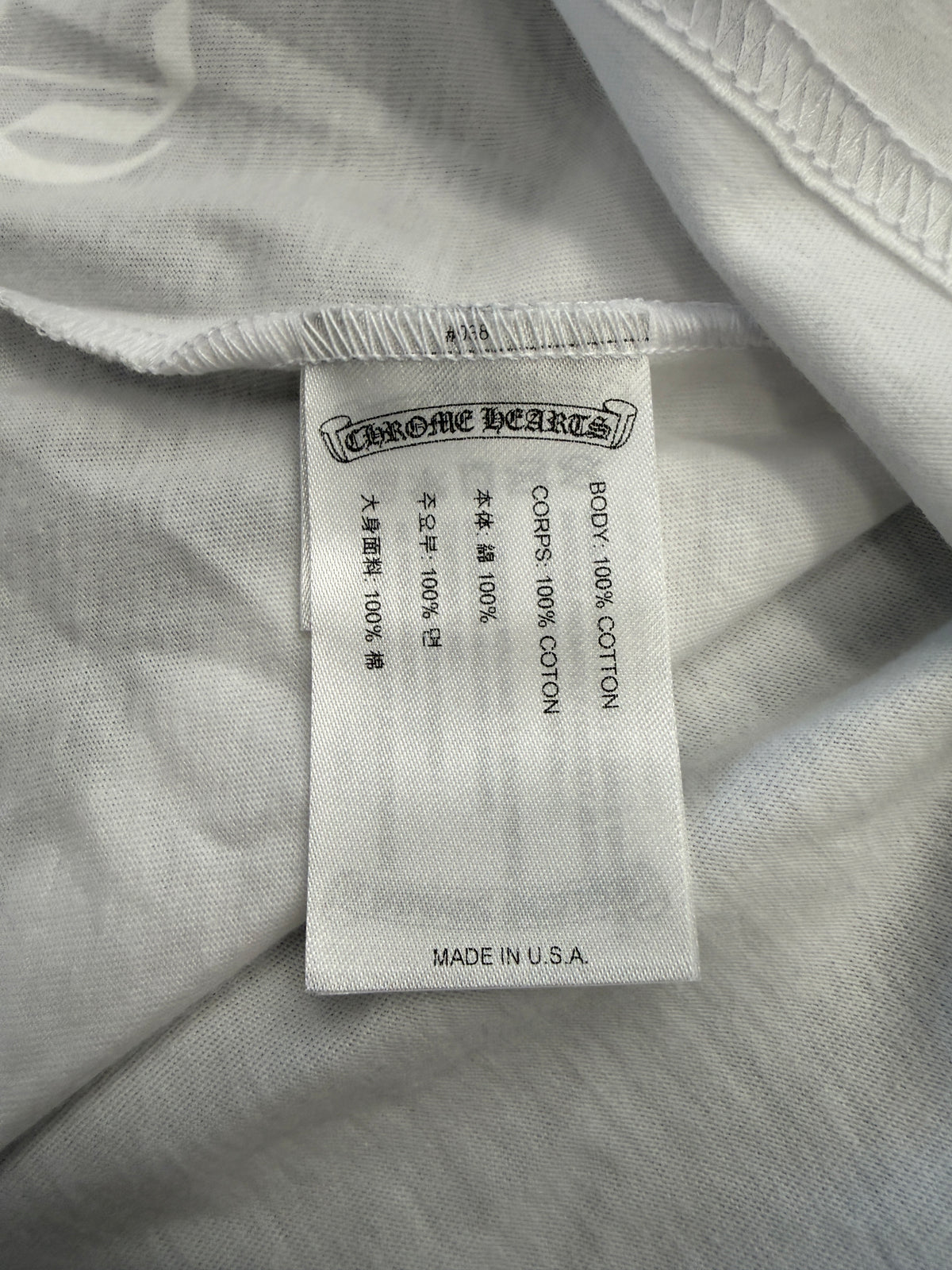 CHROME HEARTS U.S.A. LONG SLEEVE POCKET TEE - WHITE/BLACK