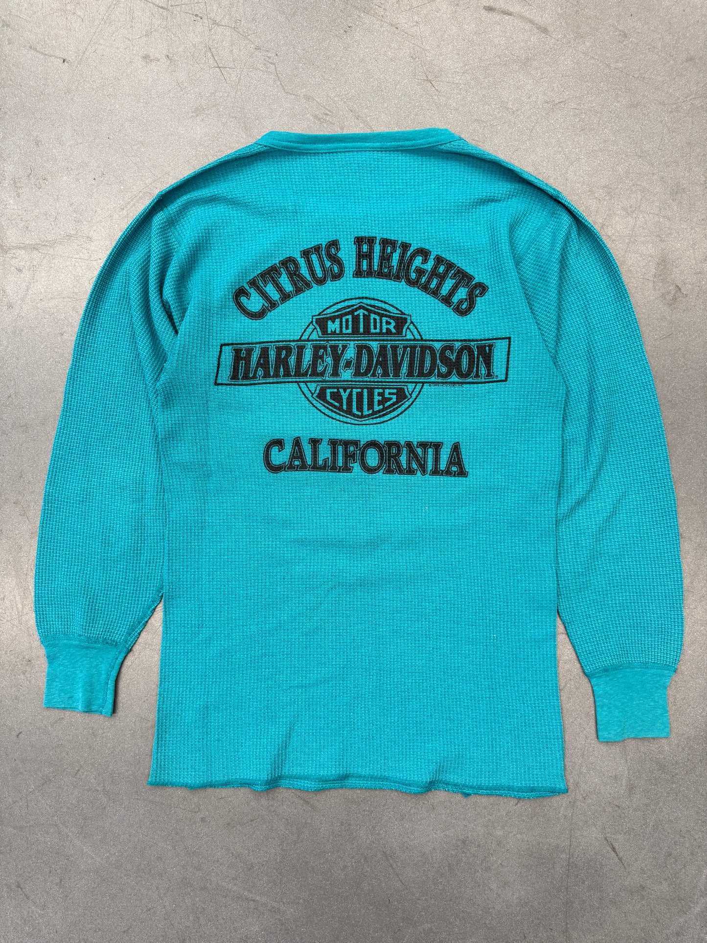 1992 HARLEY-DAVIDSON CHECKERBOARD CREST LOGO CITRUS HEIGHTS CALIFORNIA THERMAL (FADED HARLEY TAG)