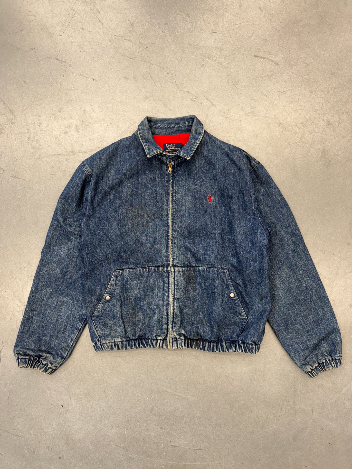 90'S POLO RALPH LAUREN FULL-ZIP HARRINGTON DENIM JACKET