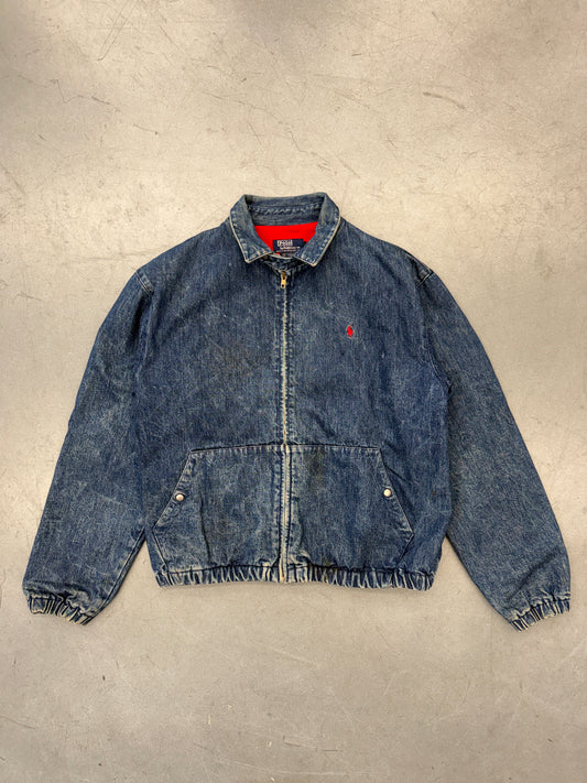 90'S POLO RALPH LAUREN FULL-ZIP HARRINGTON DENIM JACKET