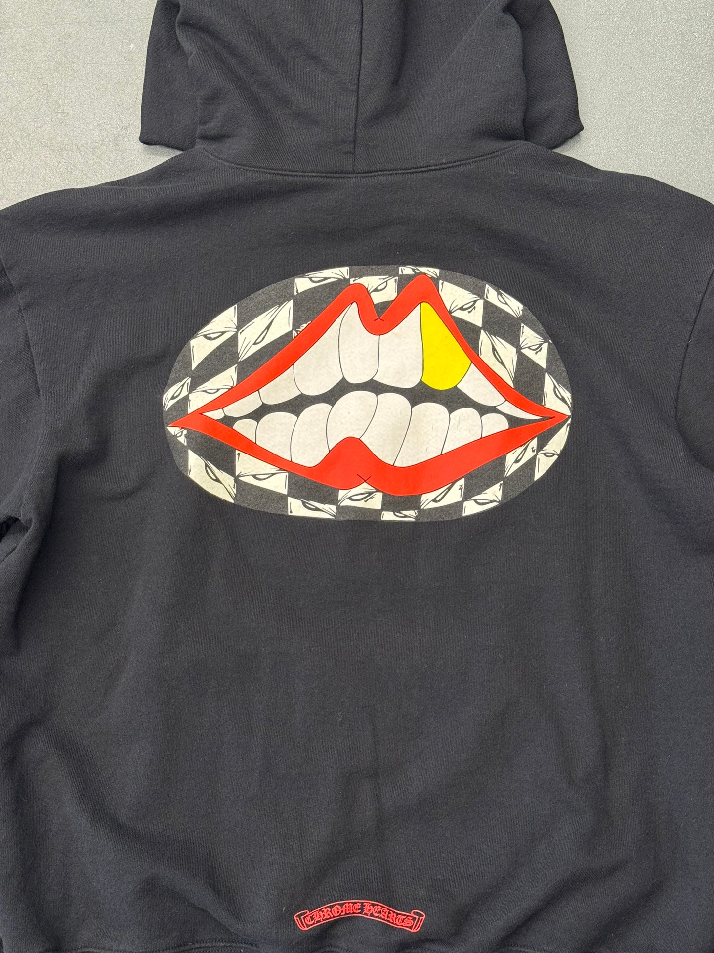CHROME HEARTS MATTY BOY FLORAL CHOMPER PULLOVER HOODIE - BLACK