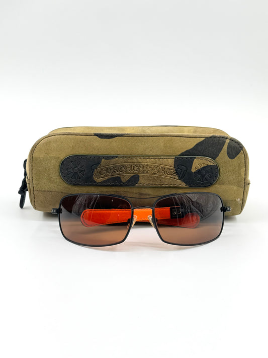 CHROME HEARTS 'KUSTOM' LEATHER AVIATOR SUNGLASSES - CAMO/ORANGE