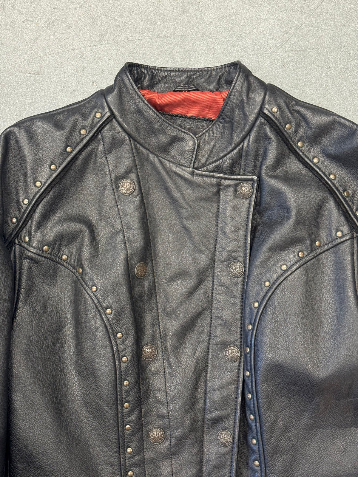 VINTAGE HARLEY-DAVIDSON WOMEN'S BUTTON-UP SATIN LINED BIKER JACKET