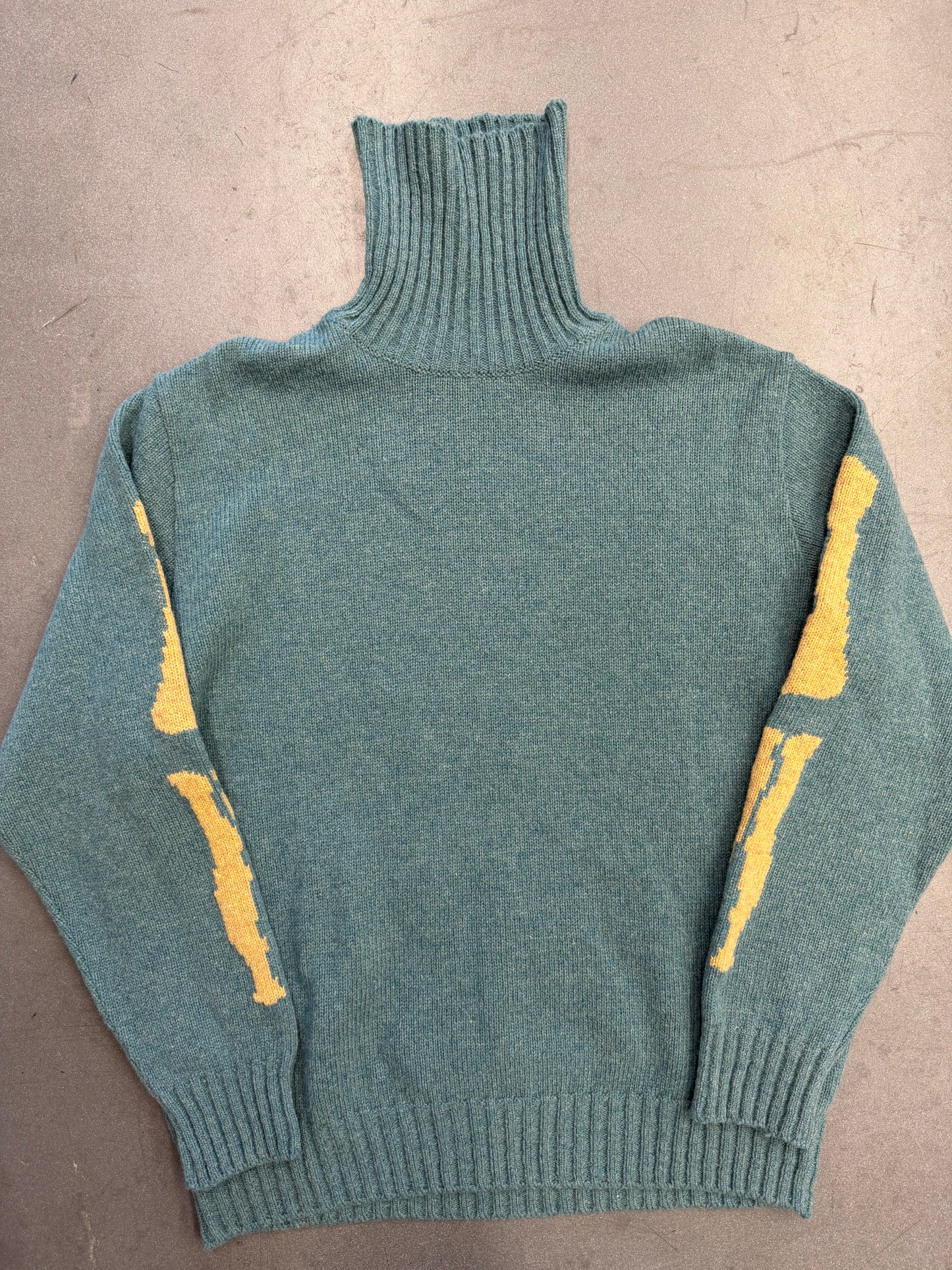 KAPITAL 5G BONE KNIT HIGH NECK SWEATER BLUE