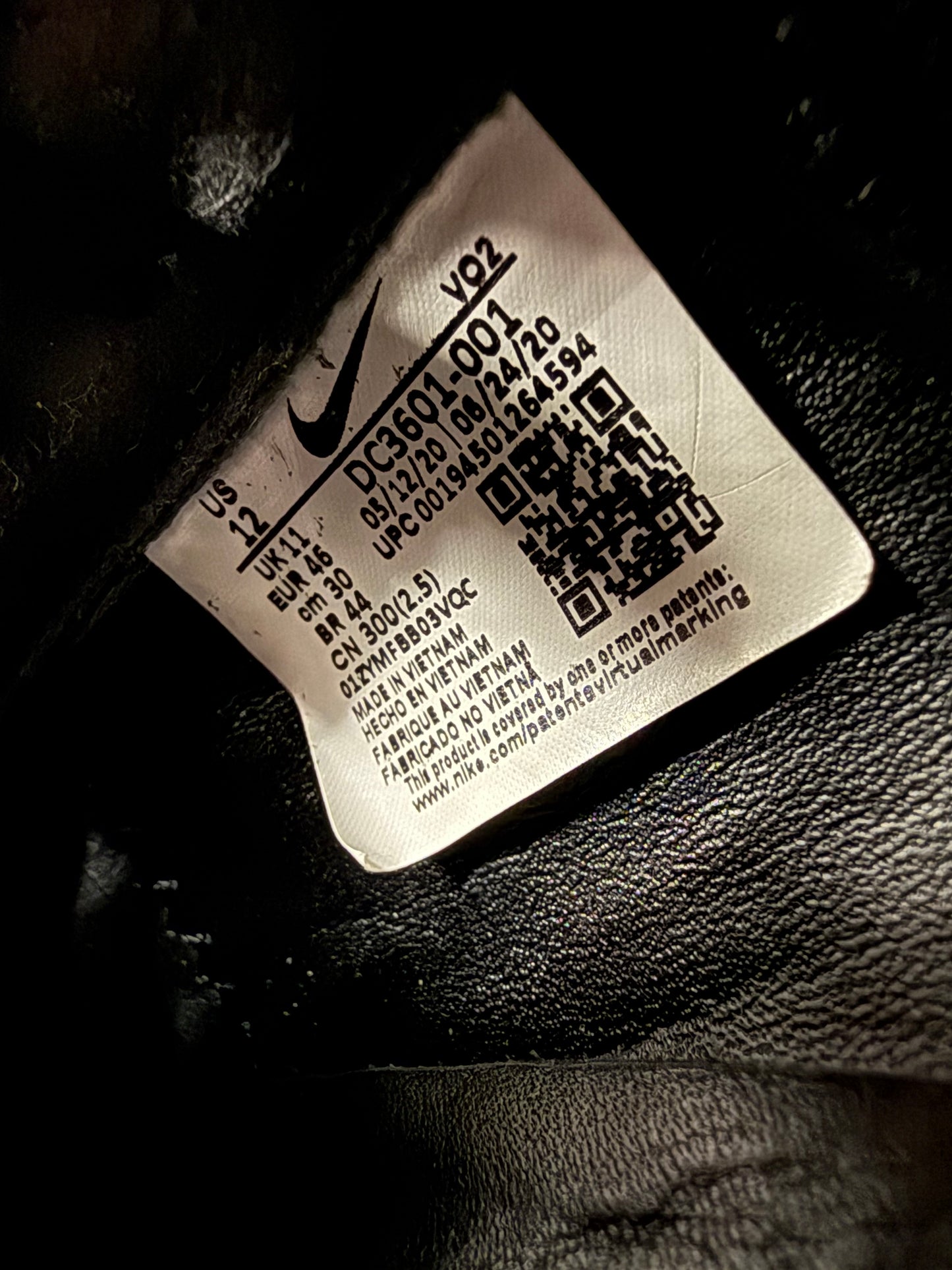 2020 SIZE 12 NIKE AIR FORCE 1 MID CDG COMME DES GARCONS BLACK (PRE-OWNED WITH BOX)