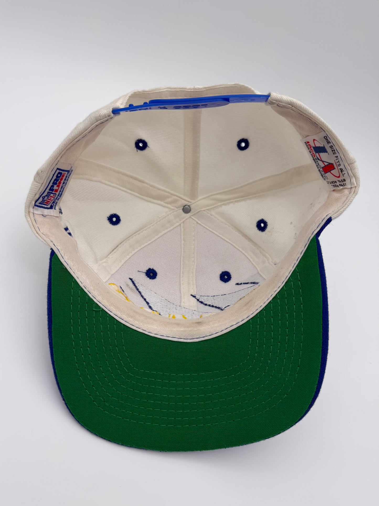 90'S LA RAMS SHARKTOOTH LOGO ATHLETIC SIGNED SNAPBACK (PRO LINE TAG)