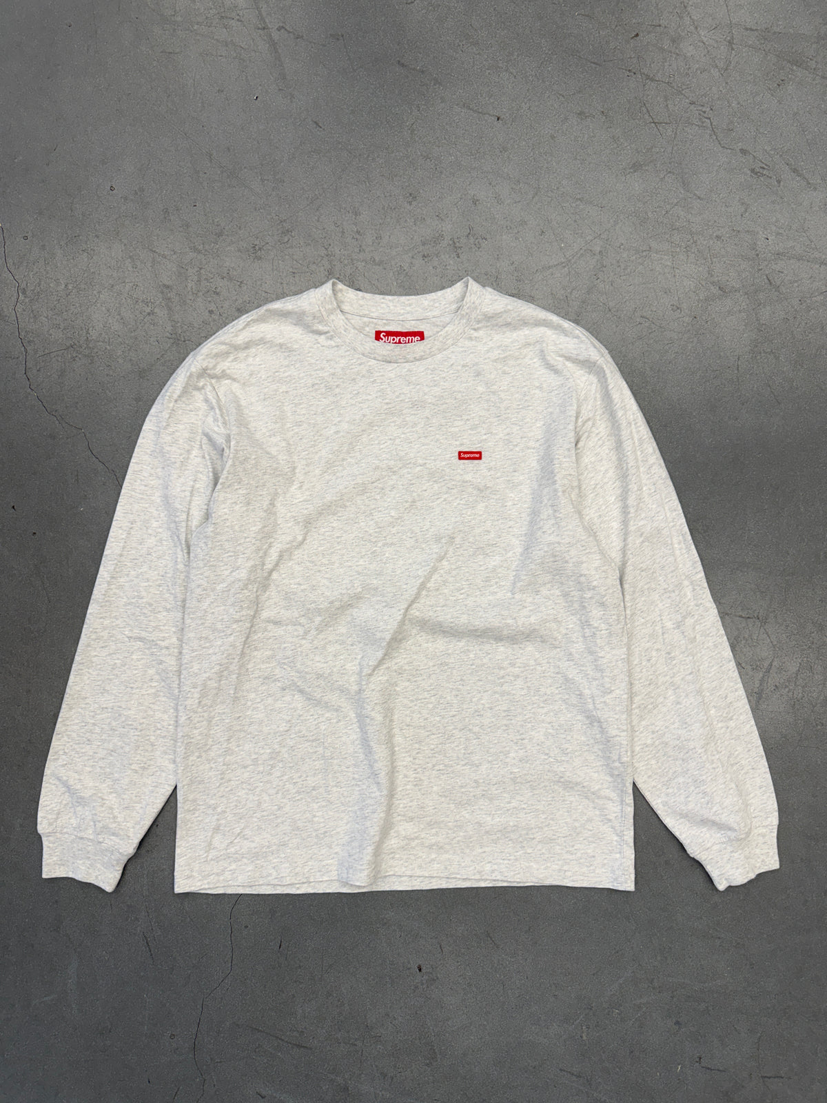 SUPREME SMALL BOX LOGO LONG SLEEVE TEE - HEATHER GREY