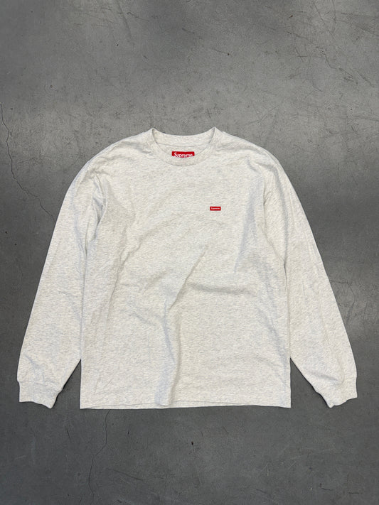 SUPREME SMALL BOX LOGO LONG SLEEVE TEE - HEATHER GREY