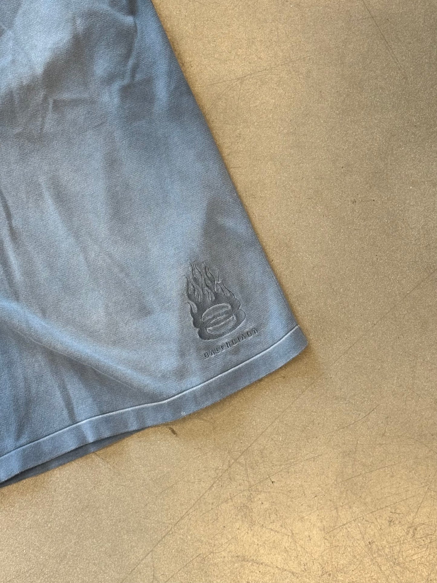 BALENCIAGA COTTON SWEATSHORTS SUNBLEACH KNIT - WASHED BLUE