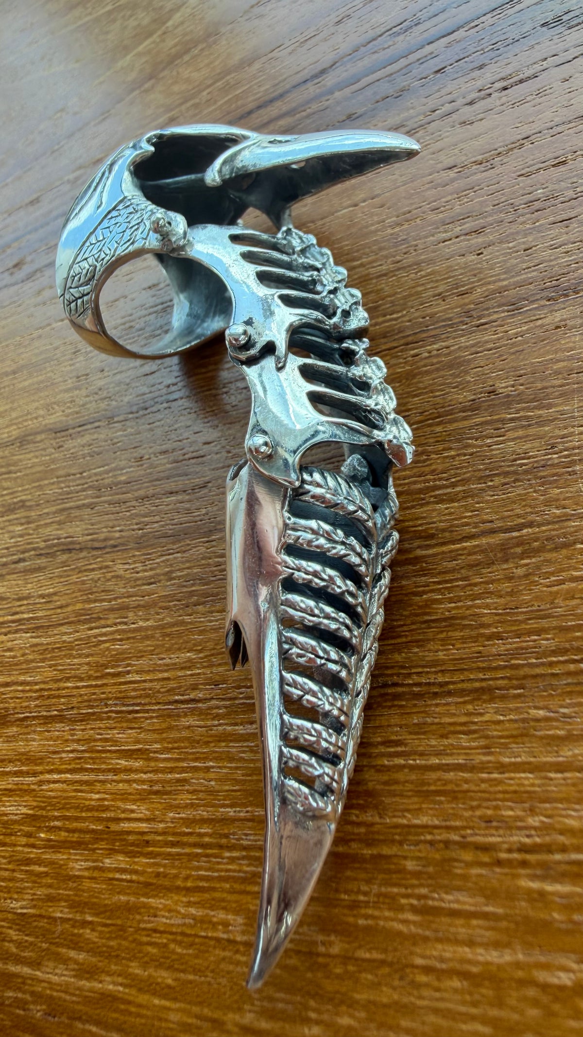 RAVEN CROW SKELETON FULL FINGER SILVER RING