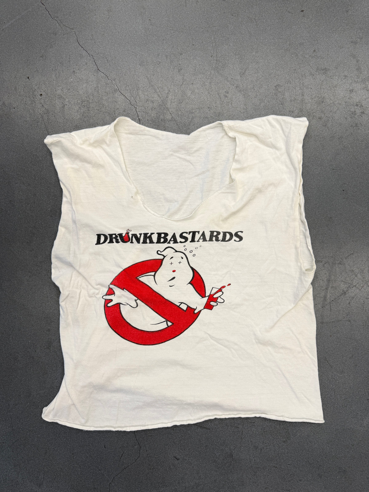 90S DRUNK BASTARDS PARODY CUT-OFF SLEEVELESS TEE (PULLED TAG)