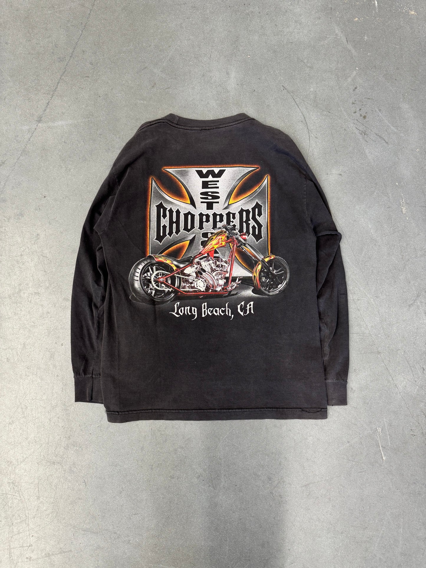 00S WEST COAST CHOPPERS REPEATED IRON CROSS LS TEE (JESSE WHO TAG) - M/L