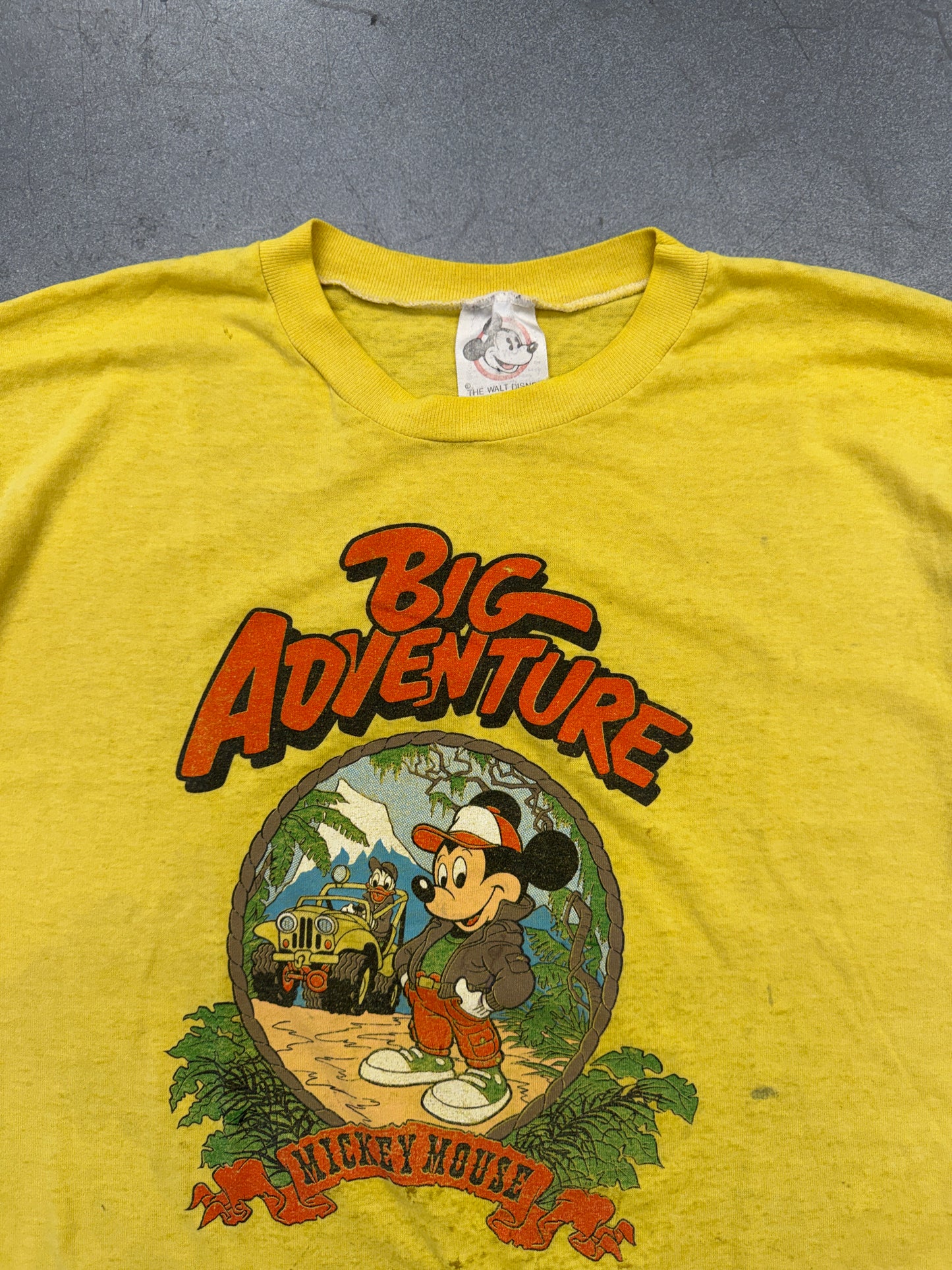 90S MICKEY MOUSE BIG ADVENTURE DISTRESSED THIN TEE (THE WALT DISNEY COMPANY TAG)