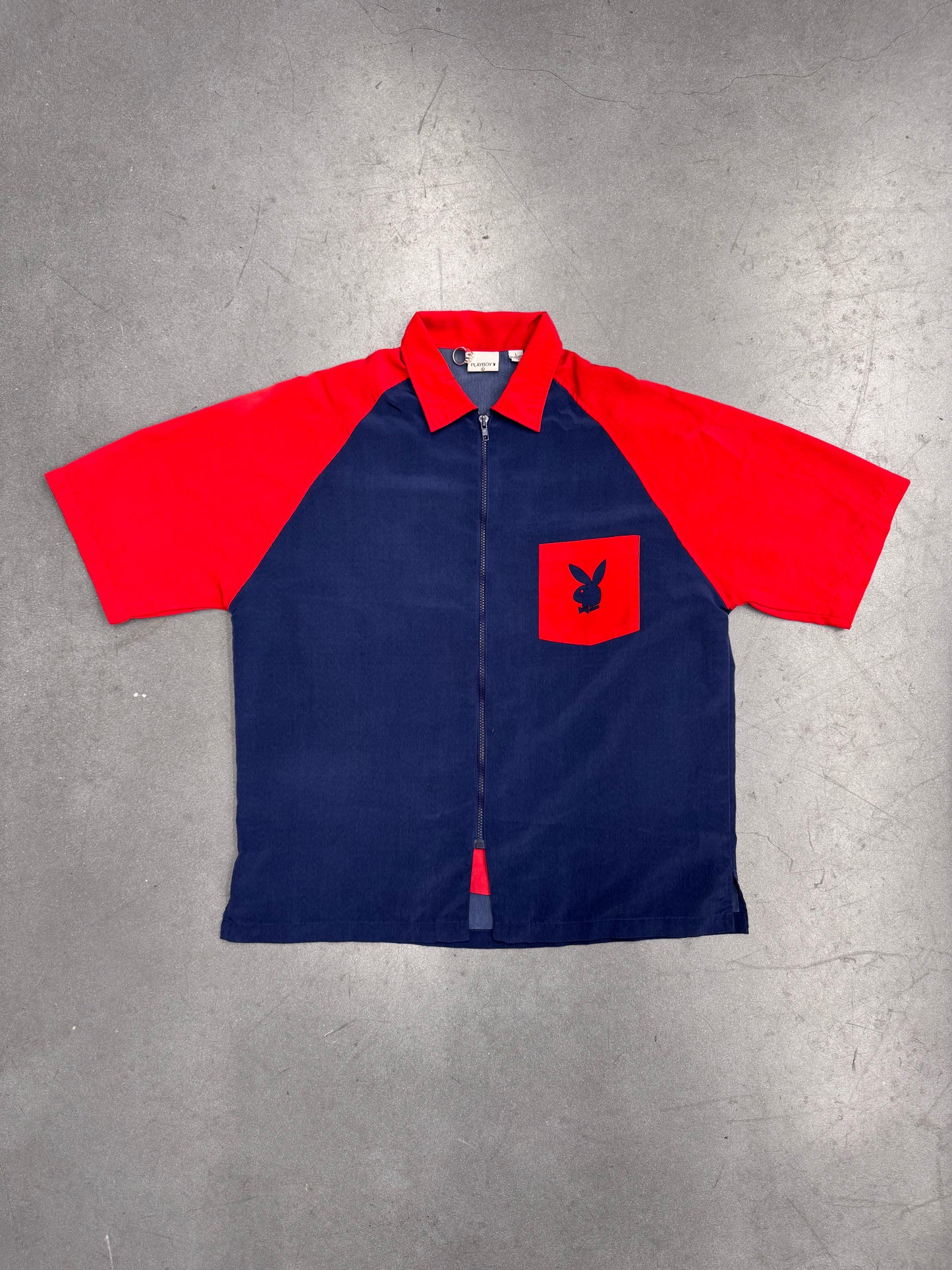 90S PLAYBOY PANELS COLLARD ZIP UP SHIRT