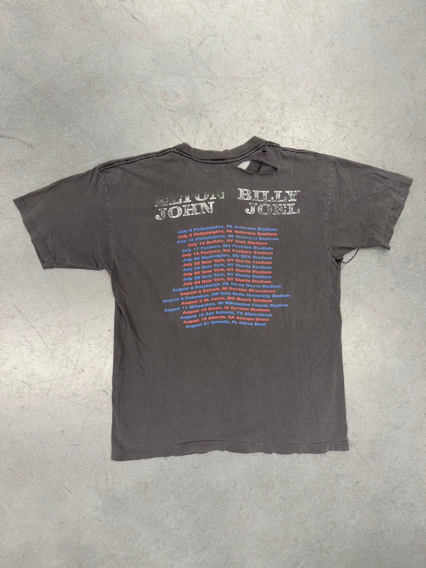 1994 ELTON JOHN AND BILLY JOEL FACE TO FACE DISTRESSED AND FADED TOUR TEE (MURINA TAG)