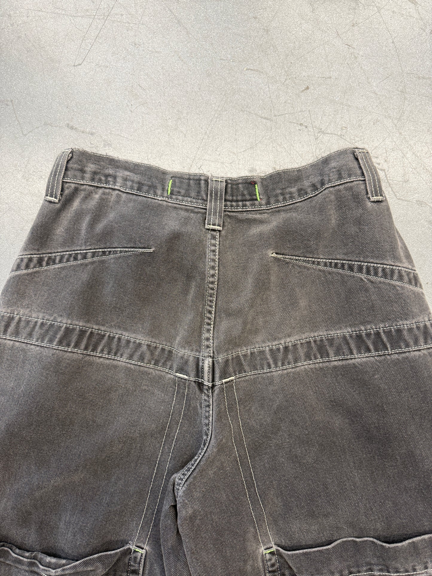 Y2K JNCO GREEN PIPELINE BLACK BAGGY DENIM FLAMING BUDDHA