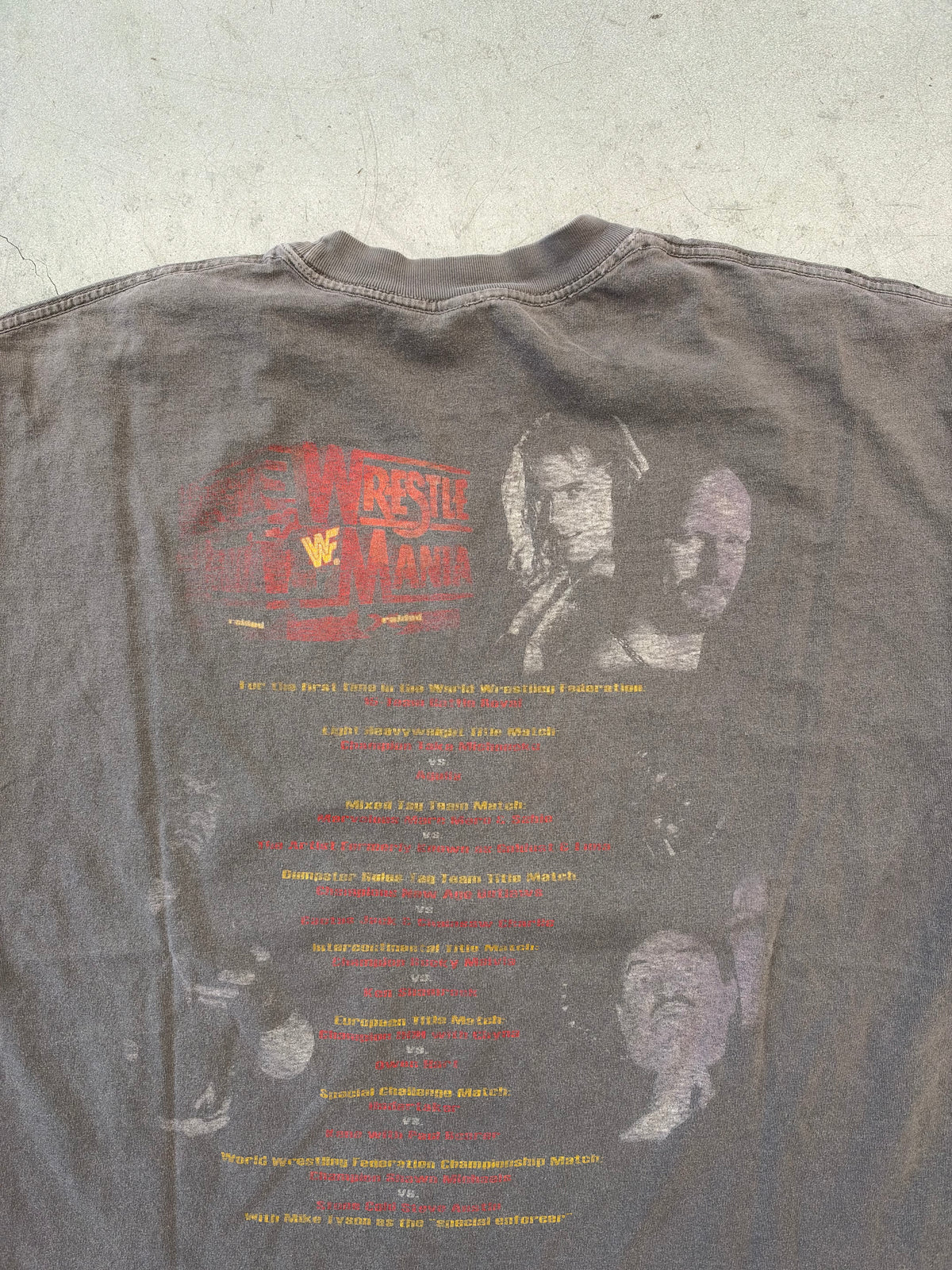 1998 WRESTLEMANIA XIV STONE COLD STEVE AUSTIN SHAWN MICHAELS MIKE TYSON WWF FADED TEE (PULLED TAG)