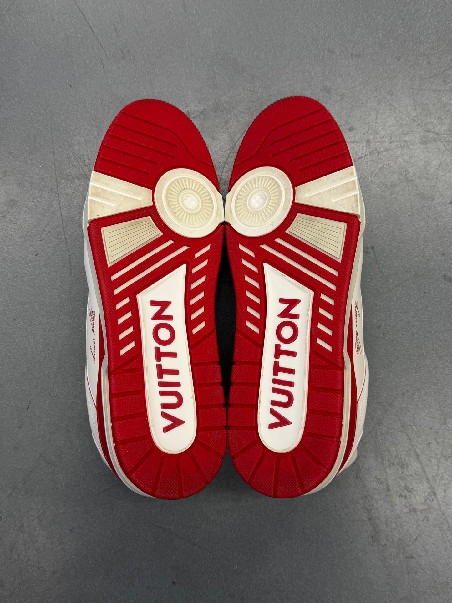 SIZE 12 LOUIS VUITTON LV TRAINER SNEAKER - RED/WHITE