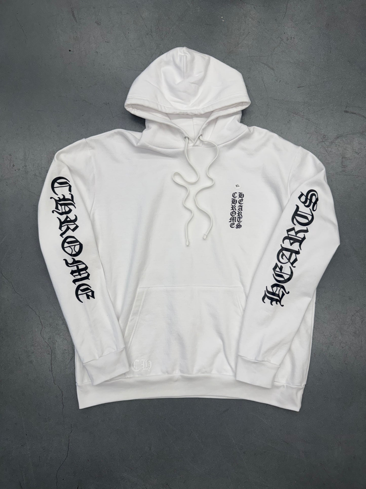 CHROME HEARTS VERTICAL LOGO HOODIE - WHITE