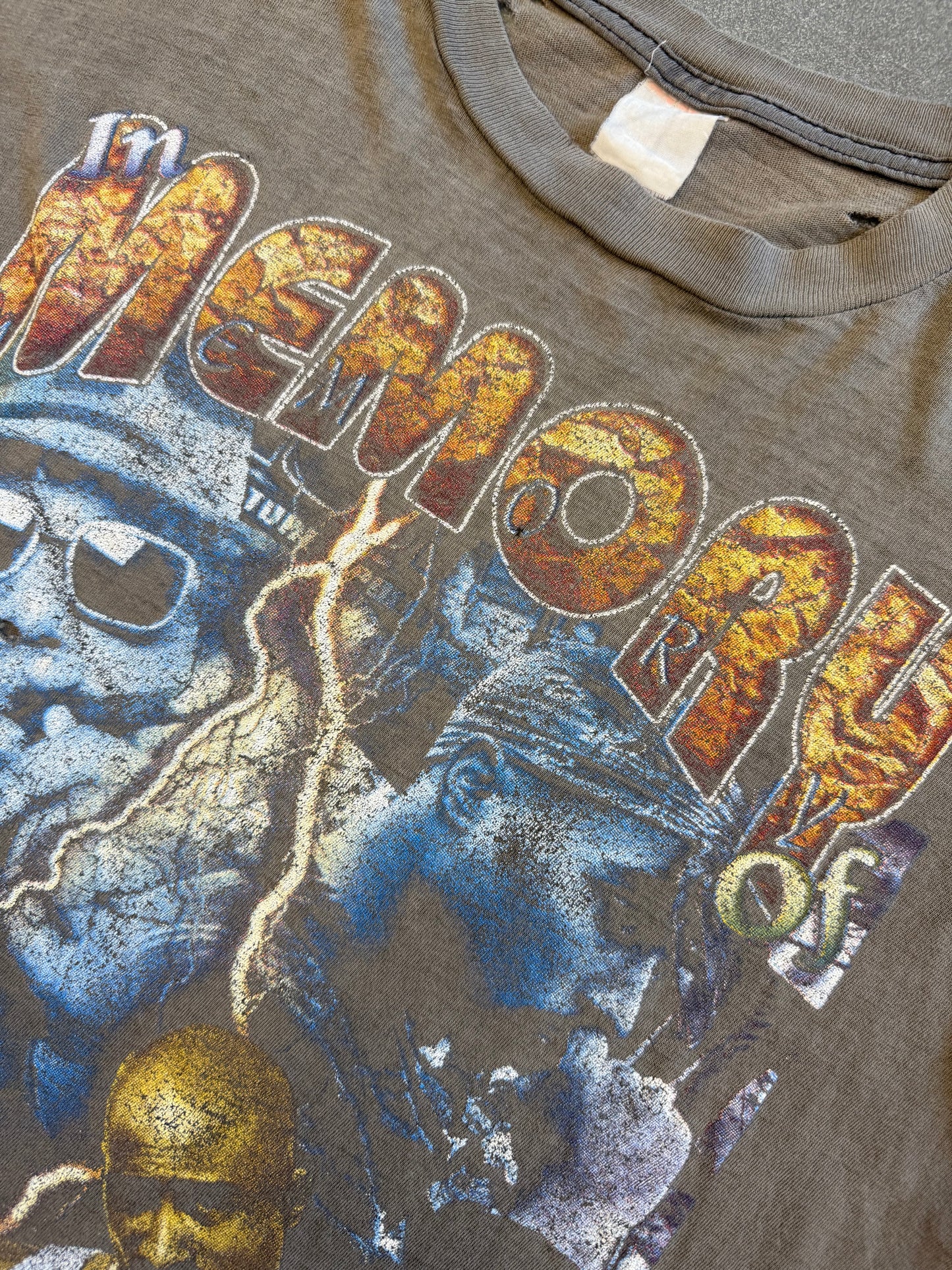 90'S IN MEMORY OF THE NOTORIOUS BIG MAKAVELI PLEASE STOP THE VIOLENCE RAP TEE (FADED TAG)