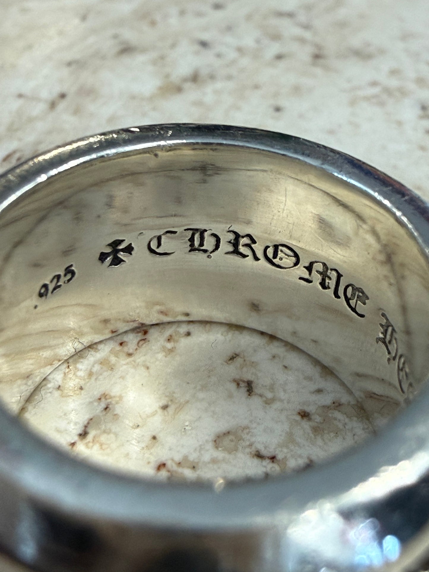 CHROME HEARTS NEGATIVE CH PLUS WIDE BAND SILVER RING (19.5 GRAMS)