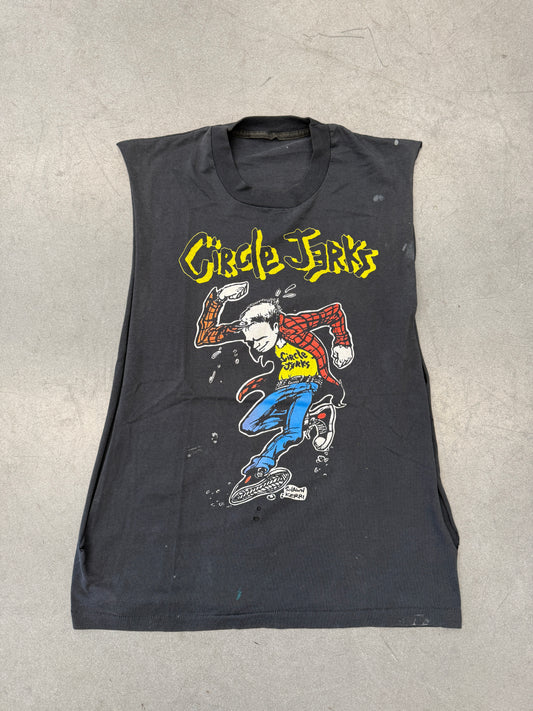 1989 CIRCLE JERKS 10TH ANNIVERSARY TOUR CUT-OFF TEE (PULLED TAG)