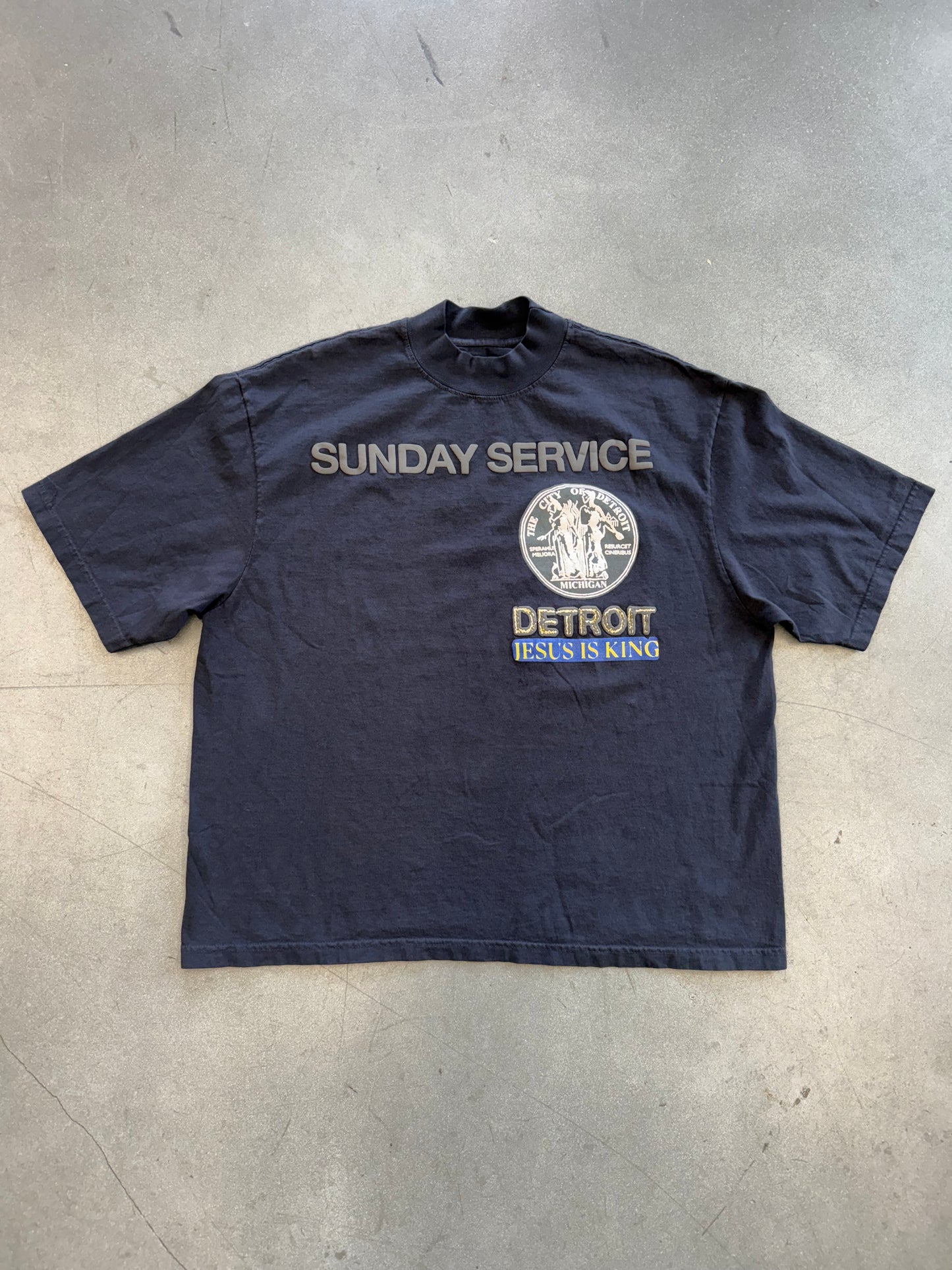 FW19 KANYE WEST SUNDAY SERVICE DETROIT TEE - NAVY (L)