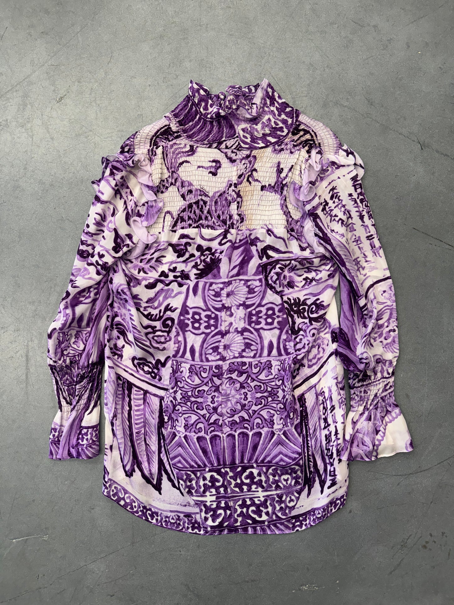 VINTAGE ROBERTO CAVALLI MING VASE SILK BLOUSE