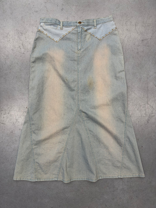 VINTAGE TOO HOT LONG DENIM SKIRT