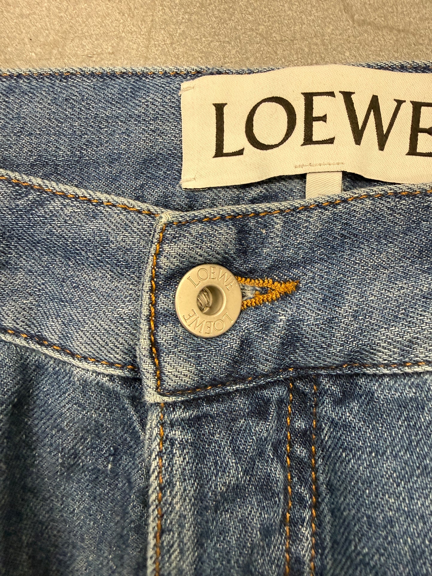 LOEWE MENS DISTRESSED KNEE JEANS
